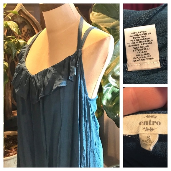 Deja teal boho ruffled tunic tank top - Picture 8 of 8